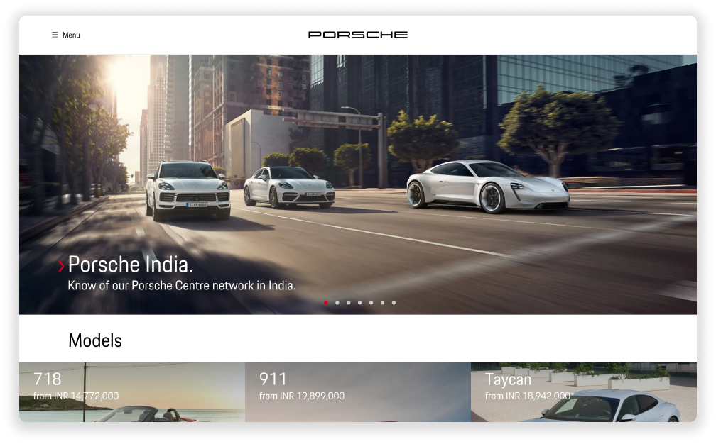 porshe landing page